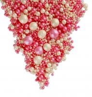 Драже зерновое взорванные  зёрна риса в цветной глазури Жемчуг (серебро,розовый) 109